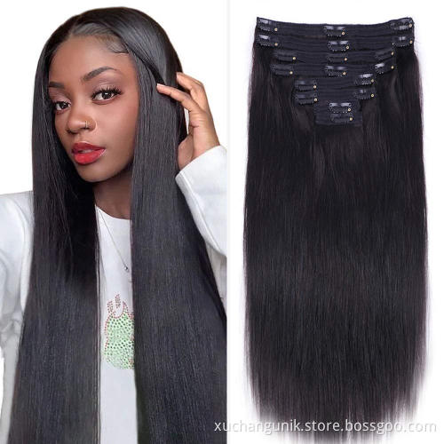Wholesale Top clip in hair extension dropshipping cuticle aligned Raw virgin 12A brazilian Hair 100 remy human hair extensions